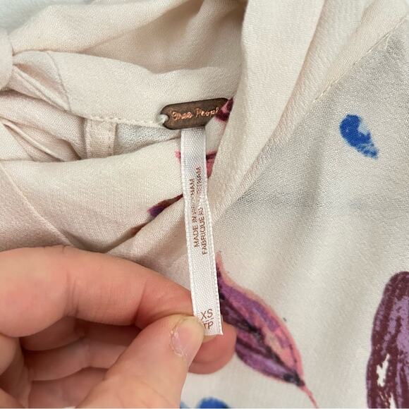 Free People Gemma Floral Tunic Cream Size XS - Picture 9 of 10